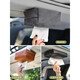 Runhua New Year's high-looking car roof tissue box magnetic car tissue box automatic ceiling car sunroof tissue box hanging car use thin leather graphite black