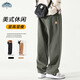 Dingfengbaoluo casual trousers pure cotton loose straight pants autumn wide-leg workwear pants men HM9901 military green 2XL
