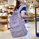 
Disney (Disney) high-value, fresh backpack for girls with lightweight, large capacity, junior and senior high school students' school bags, trendy and cool casual backpacks, off-white, plush bib bear