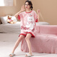 Langsha mother and daughter parent-child dress pajamas girls summer short-sleeved thin cotton home clothes little girl student summer suit LYP687 S (150) 140-150CM/68-82Jin[Jin equals 0.5 kg]