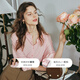 Olrain long-sleeved shirt for women in spring and autumn women's loose commuting temperament top Pink XL
