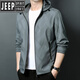 JEEP SPIRIT春秋季夹克外套男士薄款中青年时尚休闲百搭可拆卸连帽上衣 K12127款绿色(可脱卸帽) M 170