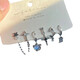 Amazing 6-piece set of earrings, star chain design, ear buckle and earring set, versatile planet zircon earrings, 6-piece set