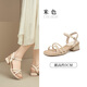 Dadong DUSTO Dadong strap sandals women's shoes 2024 summer new fashion cute simple thick heel square heel 1048 black 36