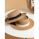 Meman flat top straw hat women's French straw woven top hat 2025 new summer large brim sun hat seaside vacation sun hat 2# concave top white-upgrade soft top [hat brim 8CM]
