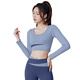 Jincheng yoga clothes for women in spring and autumn running sports high-end Pilates training long-sleeved tops new fitness suit K002 long-sleeved suit gray lake blue + scented whale blue S (recommended 85-95 Jin Jin equals 0.5 kg)