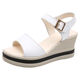 Spechtleder-Leder bequeme Keilsandalen für Frauen 2025 Sommer neuer Schwammkuchen dicker Sohle vielseitiger Außenverschleiß Anti-Rutsch-Sandalen mittleren Alters mittlerer Alters beige [Boutique Frauenschuhe] 36