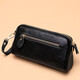 Grozd genuine first-layer cowhide mother's handbag women's clutch long wallet clutch bag zipper mobile phone bag black (handbag style-wrist strap)