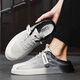 Huili Herrenschuhe im Sommer Neue Herren-Semi-Slipper atmungsaktive Sandalen Lazy People Pedal Casual Board Schuhe Weiß Grau/Schwarz 41