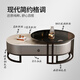 Forest slate coffee table living room small apartment simple light luxury oval retractable tea table C14-1 black frame gray box snow mountain white + black glass 120cm oval coffee table + 80cm small round side table