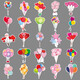50 autocollants de bouquet de ballon romantique, caricaturé doodle créatif motif simple, valise petit mochi ordinateur portable de téléphone portable de téléphone mobile décoration autocollants, déchirure étanche des autocollants sans marque, 50 bouquet de ballon-684 5,5-8,5 cm
