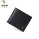 Woodpecker New Men's Wallet Genuine Leather Wallet High-end Men's Short Wallet Ticket Folding Valentine's Day Gift to Boyfriend and Husband Black