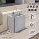 Jianshi marble outdoor mop pool courtyard home balcony mop pool outdoor washing mop basin floor-standing integrated mop pool sesame white 58*38*60cm+full copper faucet