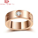 DR-FLVVS Fat Donglai's same style 18K rose gold nail ring classic AU750 men's and women's wedding ring love couple pair rose gold three diamonds wide version US size 9 (national code 19-20)