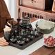 Good Kiln Light Luxury 2025 Glass Automatic Kung Fu Tea Set Household Stone Mill Rotating Lazy Tea Making Artifact Tea Cup Gray-Shi Lai Run Tea Maker