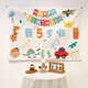 Pure tone baby happy first birthday background cloth cute cartoon children's party decoration ins internet celebrity background wall hanging cloth happy bear 1 year old width 1*height 0.7m collect and receive installation package