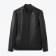 Siete marcas [piel de oveja] chaqueta de cuero genuina para hombres 2025 Spring and Summer New Business Investment Black Standing Collar a prueba de viento L (175)