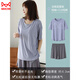猫人带胸垫睡衣女士夏季短袖七分裤薄款夏天宽松外穿家居服套装 WT846[治愈蓝-短袖+三分裤] L [100-120斤]