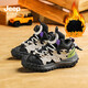 JEEP children's winter leather and velvet second-cotton sports shoes for boys 3-14 years old running shoes black and green 32