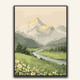 中国风山水数字油画diy填色日落晚霞风景客厅餐厅手工装饰画 YF-829  高山耸立 60*75cm笔+颜料+内框