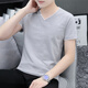 El fabricante de Vanke Eslite Batches una camiseta de manga corta de algodón puro color puro color puro de color puro para hombres con cuello en V de gran tamaño, azul y gris con cuello en V de gran tamaño, modelo 691 M. M M 90-115Jin [Jin equivale a 0.5 kg]