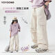 
NICKYBABY girls' labor pants spring and autumn cool style children's spring pants 2025 new style big children's mountain wide-leg sports pants 15265 apricot color + 15266 blue 120
