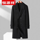 Hengyuanxiang double-sided woolen coat for men 24 autumn and winter new fashion pure handmade double-breasted long anti-wrinkle non-iron black 170