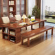 Lijiangxing 2025 new solid wood living room large dining table integrated workbench reading table de-living room large table learning table CR9904# walnut color table + long bench *2 No 180x80x75cm