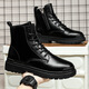 Xier Martin Boots Männer Neue High-Top British Style-Arbeitsstiefel Trendy Retro Lederstiefel dicke Motorradstiefel Männer schwarz 43