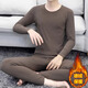 KIEXI Thermal Underwear Set Men's Autumn and Winter Constant Temperature Underwear Seamless Velvet Bottoming Shirt Autumn Clothes and Autumn Pants Men's Suit - Half Turtle Collar Light Gray XL 115-130Jin Jin equals 0.5 kg