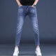 Kurentou Spring y verano Blue Jeans crujientes Pies delgados para hombres Small Foot 2025 New Stretch Men's Pants 9 Crispy Pants Men Q1048 Negro Crispy 30 2ft3