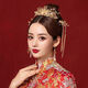 Dingjing bride Xiuhe dress headdress golden phoenix crown new Chinese style wedding tassel hair accessories high-end crown earrings set accessories