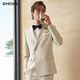 Guillomont wedding gift box suit suit for men double-breasted apricot color groom wedding suit wedding high-end suit 0618 double-breasted apricot color top + pants + vest 46