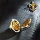 Taiwan art high-end men's brooch light luxury business suit accessories iris collar pin collar buckle maple leaf baroque badge iris cufflinks (1 pair of floating gift box)