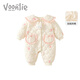 Fanli детская одежда Зимняя одежда новорожденная девочка Onesie плюс бархатная хлопчатобумажная пряжа, чтобы обнять зимнюю хлопковую одежду M3894 Beige 80 см.