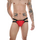 Adult supplies for men, low waist stretch men's thong U convex color-blocking hollow summer ice silk sexy underwear adult sex products gray-green S (see description for details)