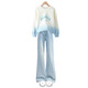 
Ikano I.KARNOW Girls Set Spring Children 2025 New Spring Fashion Fashion Fashion Sweatshirt Girls Medium Big Children's Flared Jeans 4882 White 13131 Blue 160