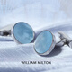 WILLIAM MILTON深海蓝色贝母袖扣男高端袖口钉轻奢礼物定制礼盒装 银贝母雕花