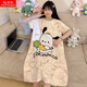 Xianmengsha's new summer pure cotton mid-length nightgown for women's short-sleeved round neck sweet cute cartoon pajamas girl's home clothes 723-Yugui Dog M