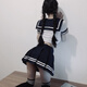 2024新款性感免脱床上战袍校园jk制服诱惑大码睡衣服套装 蓝纱套装+9756灰+黑条纹袜 S(建议85-100斤)