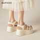 Daphne (Daphne) Sandalias de correa de suela gruesa para mujeres en verano 2025 Nuevo romano zapatos de esponja casuales cuña zapatos de playa elevados para mujeres beige 37