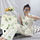 Langsha Estilo de plantación de hierba de niñas Popular, nuevo verano, cómodo, pijama de seda de leche, de seda, ropa doméstica de tres piezas WZL-1473# L Recomendado 100-120Jin [Jin iguala 0.5 kg]