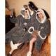 Gongdie thermal storage type autumn and winter couple pajamas for women, thickened coral velvet warm cartoon hooded home clothes for men