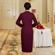 Fumini high-end light luxury mother's wedding evening dress 2025 autumn and winter clothing grandma's wedding dress warm wool dress purple XL
