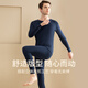 
Langsha 100% pure cotton autumn clothes and autumn pants men's autumn and winter loose base cotton sweater thermal underwear set 7A antibacterial [Narrow Blue Set] Round neck 100% pure cotton 2XL /180