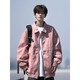 OEMG American retro leather jacket men's spring and autumn summer trendy brand large size loose youth couple work jacket clothes black XL [recommended 110-125 Jin [Jin equals 0.5 kg]]
