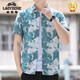Classic Car (Laoyeche) 2025 Sommer Herren kurzärmelig Blumenhemd Jacke Trendy Brand Gefühle hübsche dünne, atmungsaktiven Strand 826 Black M 90-104jin [Jin entspricht 0,5 kg]