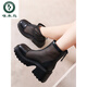 Specht Martin Stiefel Frauen 2025 neuer Sommer dünne atmungsaktive dicke Sohle schwere Maschenstiefel Leder Sandalenstiefel Mesh hohl kurze Stiefel schwarz 39