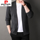 Pierre Cardin high-end wool sweater men's knitted cardigan spring and autumn new solid color fashion versatile casual black sweater jacket black L 170/ (suitable for weight 120-140)