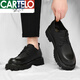卡帝乐鳄鱼（CARTELO）皮鞋男秋季新款真皮商务正装英伦风男士休闲百搭厚底大头德比鞋子 黑色6623四季款 40 标准皮鞋码